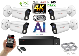 Monitorrs Security 4K IP 4 kamerový set 8 Mpix WTube (6378K4)